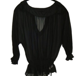 BANANA Republic Black Sheer 3/4 Sheer Blouse Small